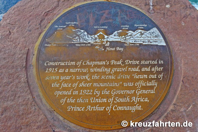 Denkmal an den Chapman`s Peak Drive