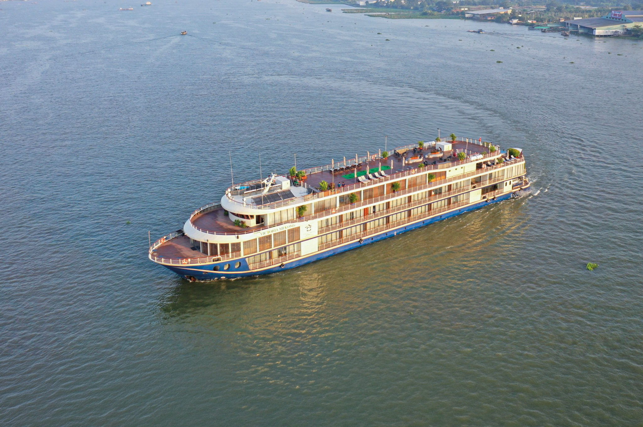 Schiff auf dem Fluss Mekong